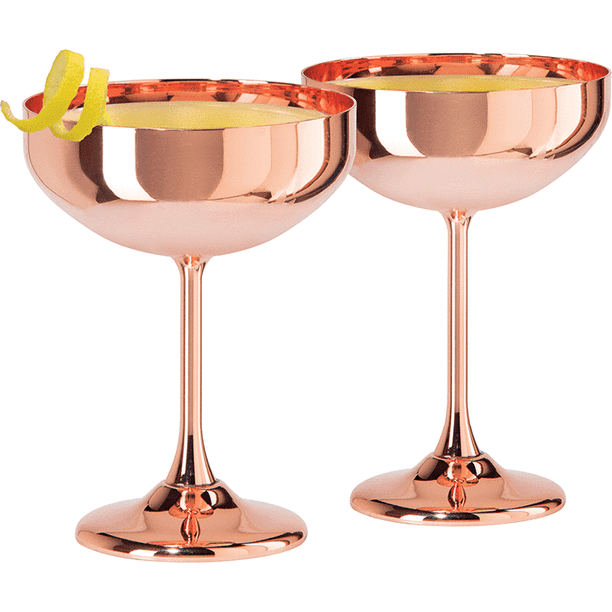 10 oz Stainless Oggi 7448.0 ss Set of 2 Coupe Cocktail Glasses